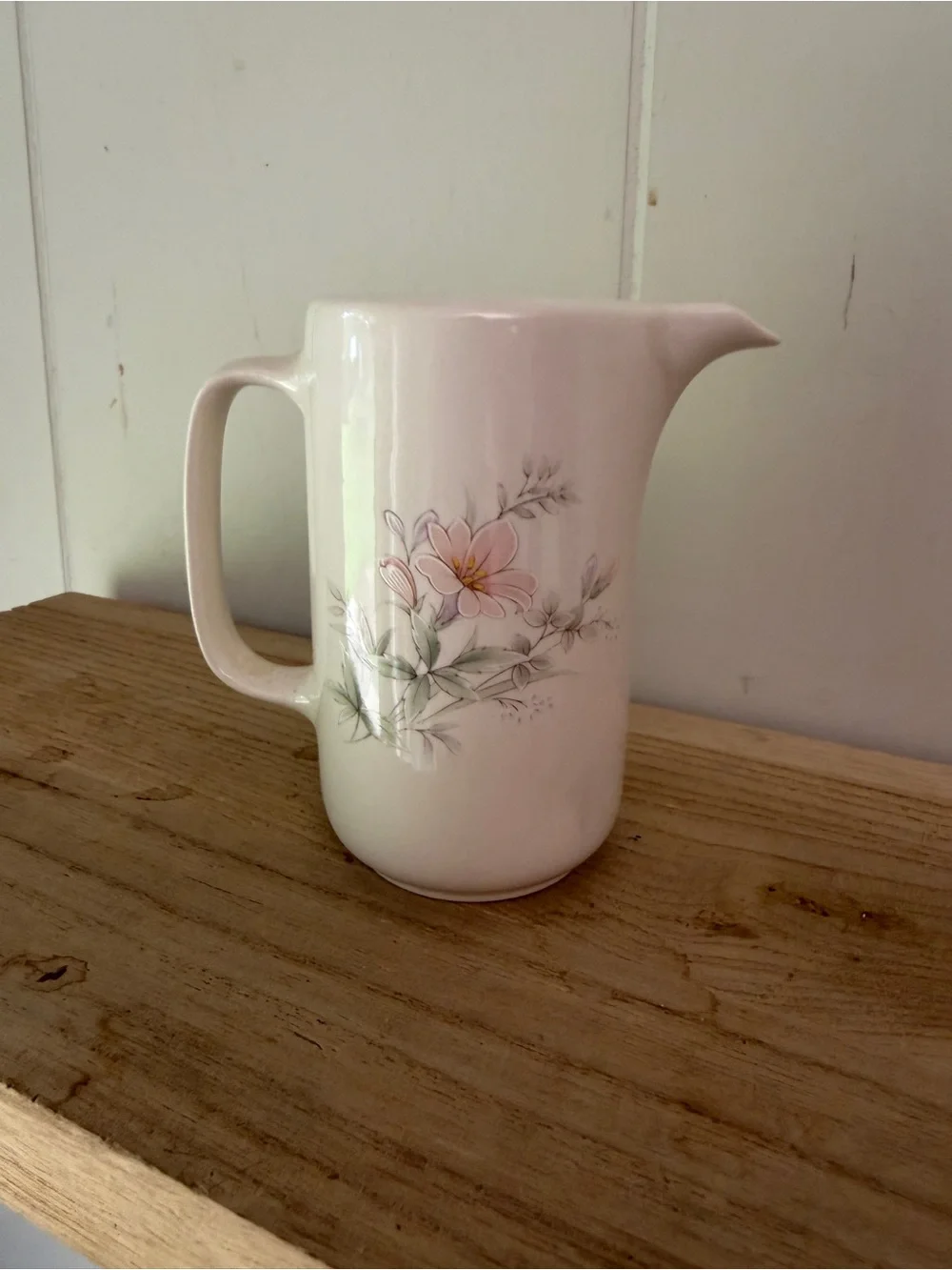 Floral Ceramic Creamer Pitcher in Soft Pink and Green noritake Deerfield pattern